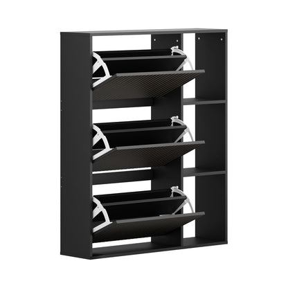 Shoe Rack Storage Cabinet with Display Shelves Black