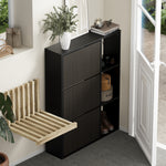 Shoe Rack Storage Cabinet with Display Shelves Black