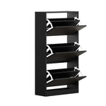 Shoe Rack Storage Cabinet 3-Tier Organizer Black Entryway Closet Shelf