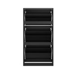 Shoe Rack Storage Cabinet 3-Tier Organizer Black Entryway Closet Shelf