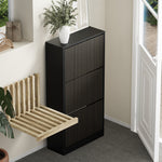 Shoe Rack Storage Cabinet 3-Tier Organizer Black Entryway Closet Shelf