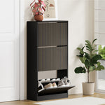 Shoe Rack Storage Cabinet 3-Tier Organizer Black Entryway Closet Shelf