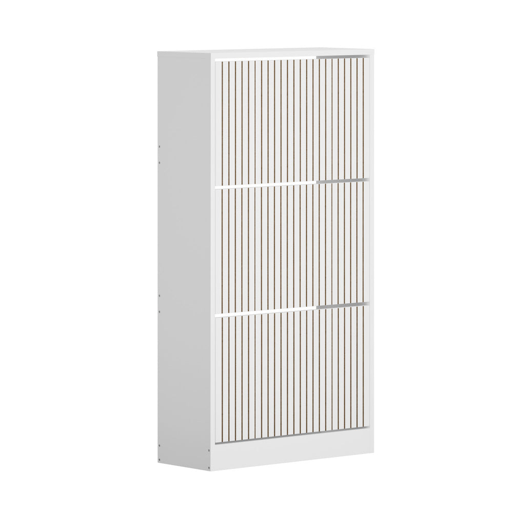 Shoe Rack Storage Cabinet 3 Compartments Black