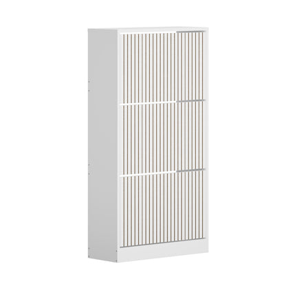 Shoe Rack Storage Cabinet 3 Compartments Black