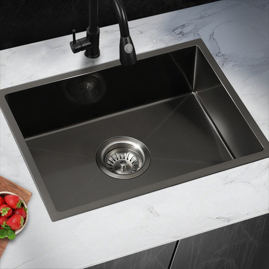 44X38CM Stainless Steel Sink Single Bowl with Waste Black
