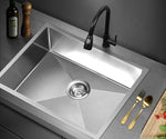 60X45CM Stainless Steel Sink Single Bowl with Waste Silver