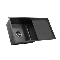 Stainless Steel Sink 87X45CM Single Bowl Basin With Waste Black