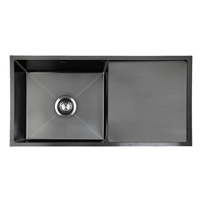Stainless Steel Sink 87X45CM Single Bowl Basin With Waste Black