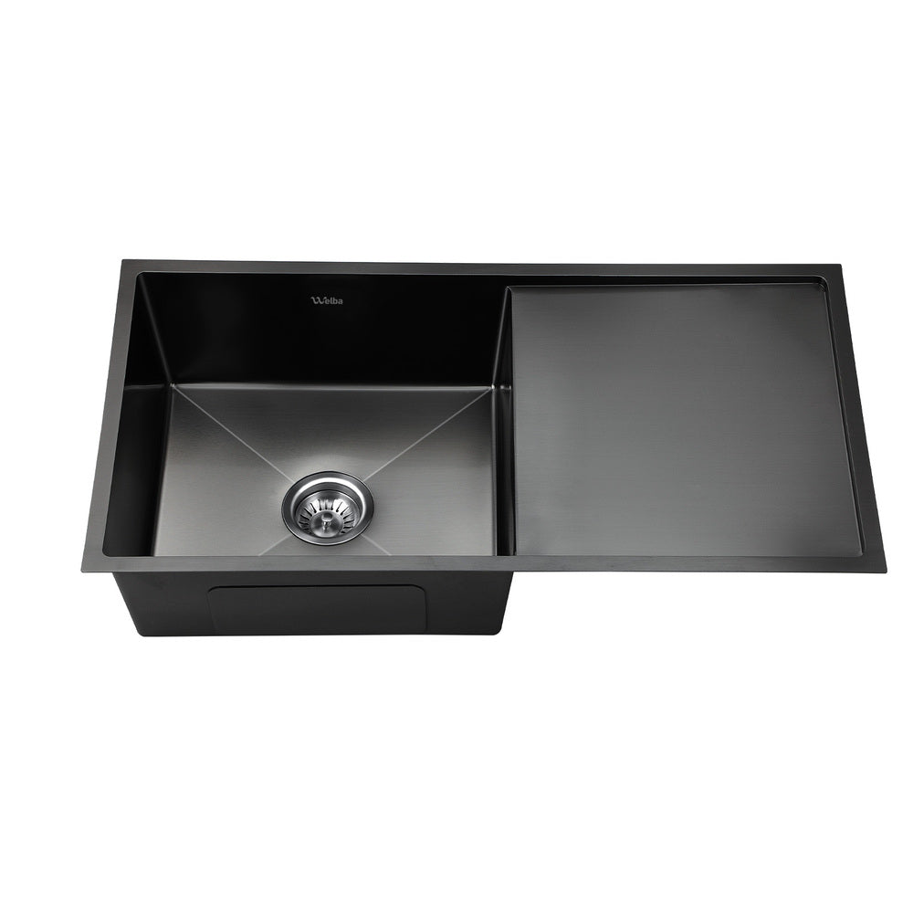 Stainless Steel Sink 87X45CM Single Bowl Basin With Waste Black