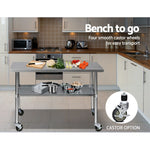 Easy To Use 1219X610Mm Stainless Steel Kitchen Bench With Wheels
