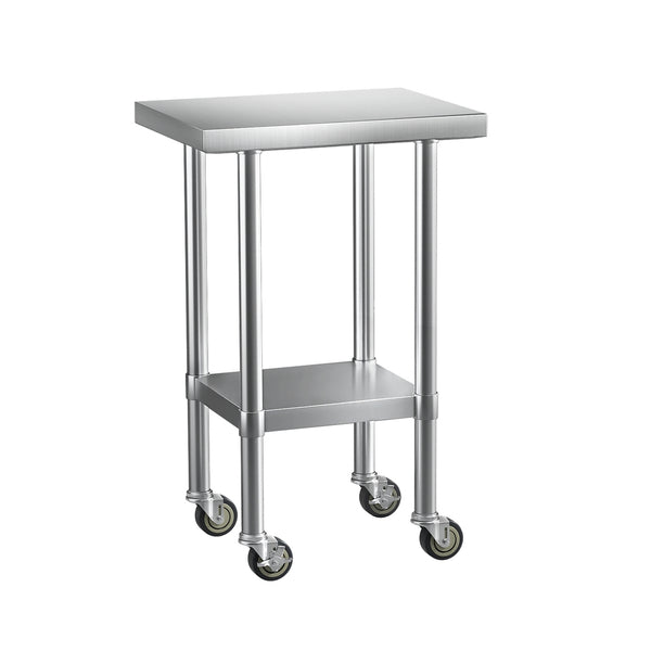  Stainless Steel Kitchen Benches Work Bench Wheels 61X46CM 430