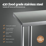 Stainless Steel Kitchen Benches Work Bench Wheels 61X46CM 430