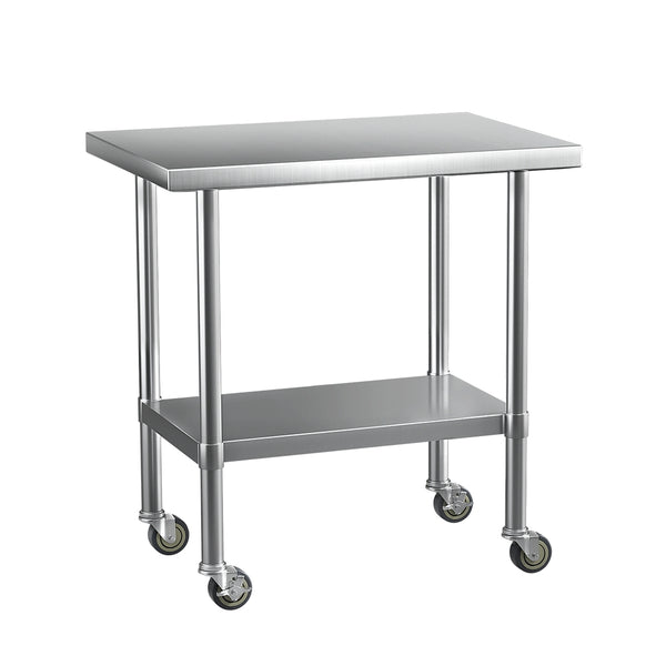  Stainless Steel Kitchen Benches Work Bench Wheels 91X61Cm 430