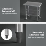 Stainless Steel Kitchen Benches Work Bench Wheels 91X61Cm 430
