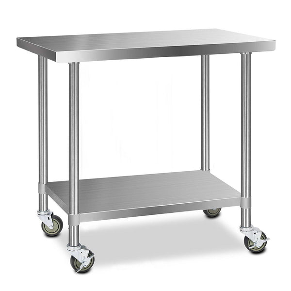  1219X610Mm Stainless Steel Kitchen Bench With Wheels