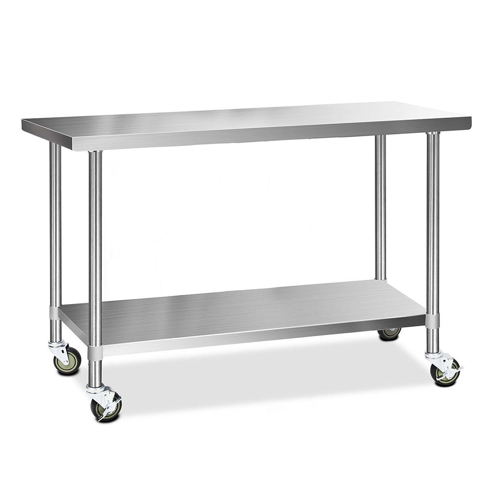 1524X610Mm Stainless Steel Kitchen Bench With Wheels