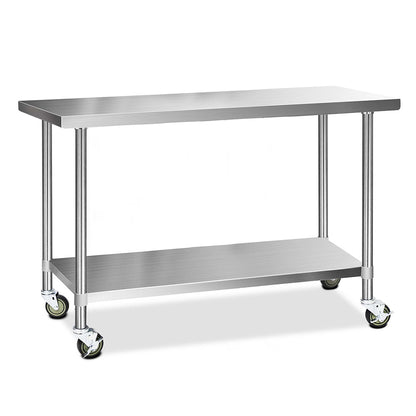 1524X610Mm Stainless Steel Kitchen Bench With Wheels