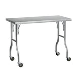 Stainless Steel Kitchen Benches Work Bench Wheels 122X61CM 430