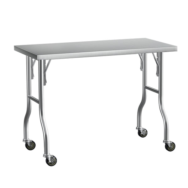  Stainless Steel Kitchen Benches Work Bench Wheels 122X61CM 430