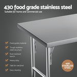 Stainless Steel Kitchen Benches Work Bench Wheels 122X61CM 430