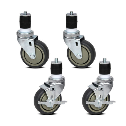 4" Swivel Castor Wheels Stainless Steel Kitchen Bench Set Of 4