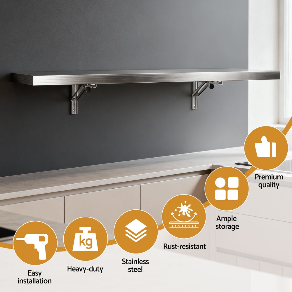 Commercial Stainless Steel Wall Shelf Kitchen Storage Rack 1200x300mm
