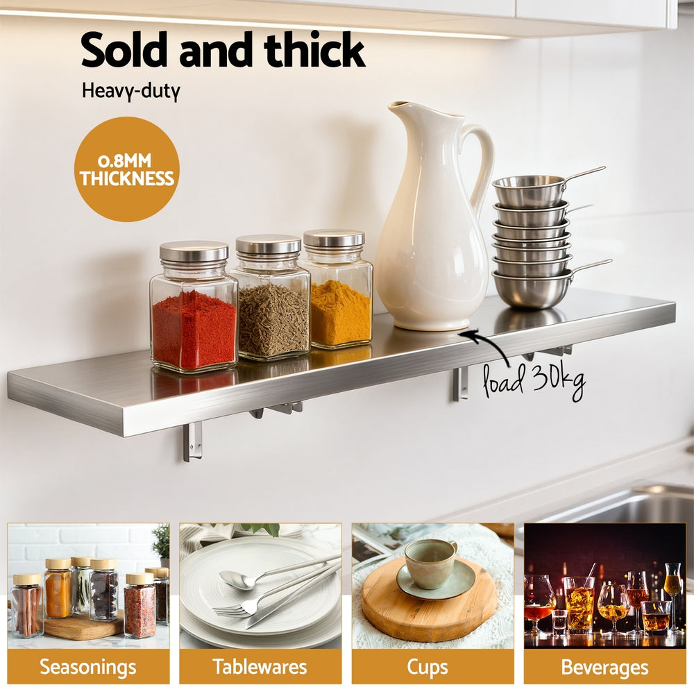 Commercial Stainless Steel Wall Shelf Kitchen Storage Rack 1200x300mm