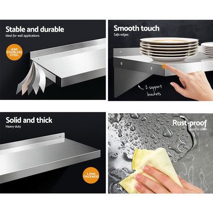 1200Mm Stainless Steel Kitchen Wall Shelf Mounted Rack