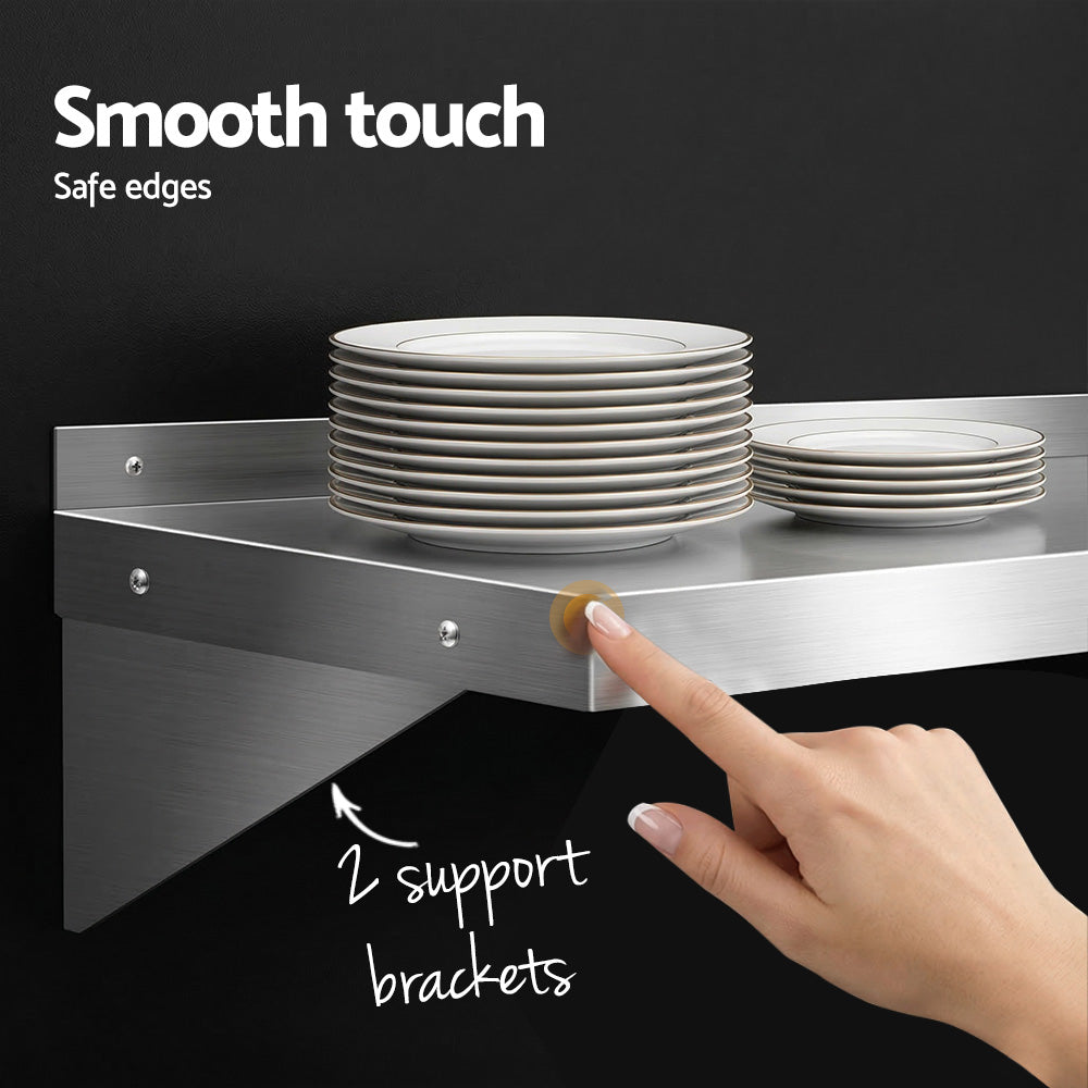 1200mm Stainless Steel Wall Shelf Rack 2PCS | HomeAndLiving