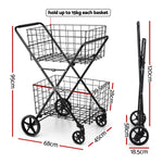 Foldable Trolley Cart Shopping Cart with Wheels Portable Grocery Carrier