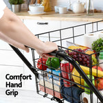 Foldable Trolley Cart Shopping Cart with Wheels Portable Grocery Carrier