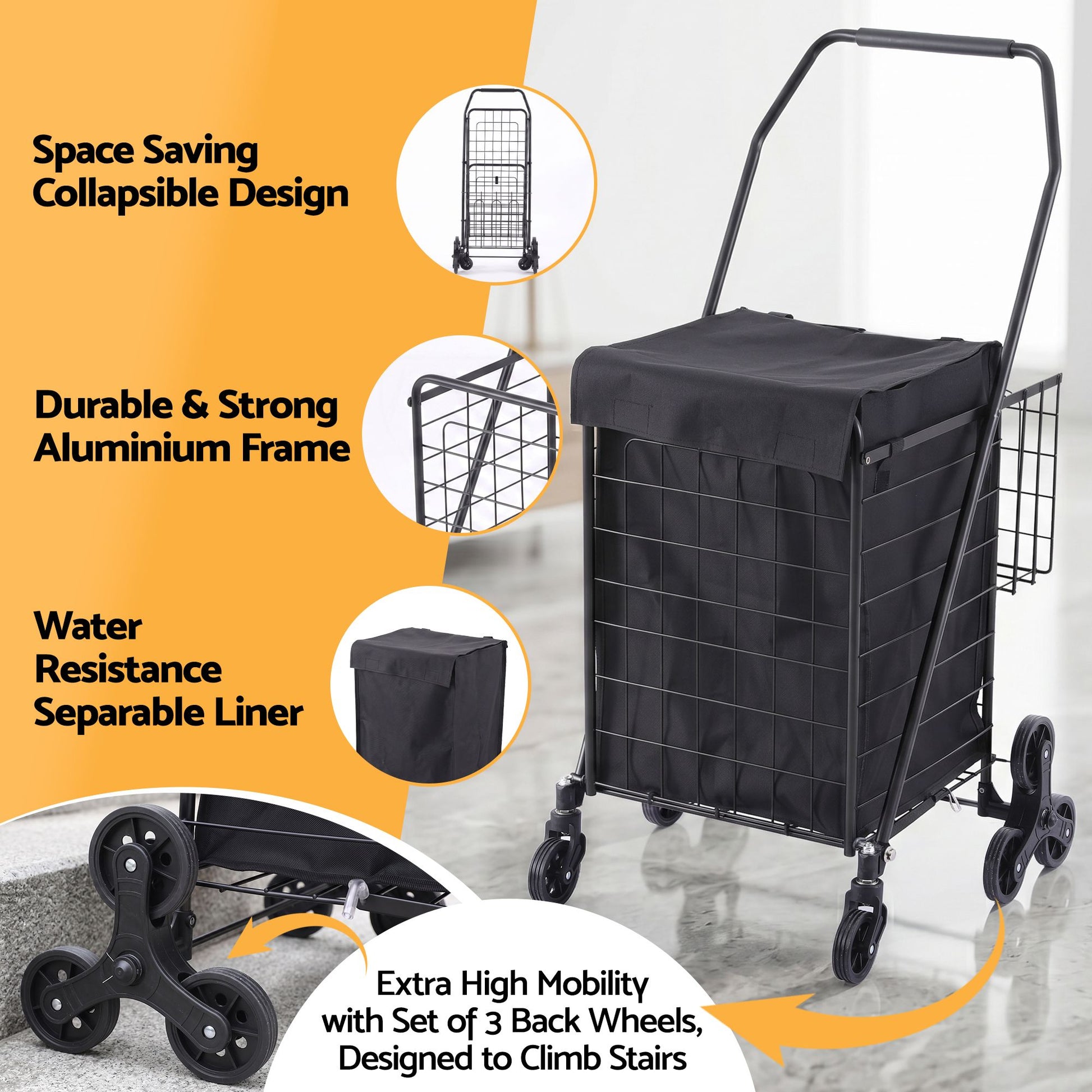 Folding Aluminium Shopping Trolley Cart | HomeAndLiving - 8