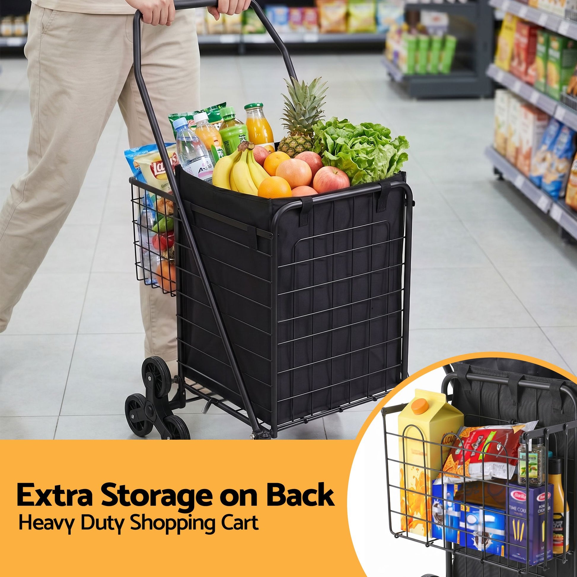Folding Aluminium Shopping Trolley Cart | HomeAndLiving - 5