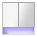 Bathroom Mirror Cabinet LED Wall Storage Black/White