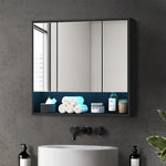 Bathroom Mirror Cabinet LED Wall Storage Black/White