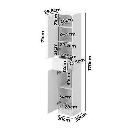Tall Bathroom Cabinet Slim Toilet Storage White | HomeAndLiv - 8
