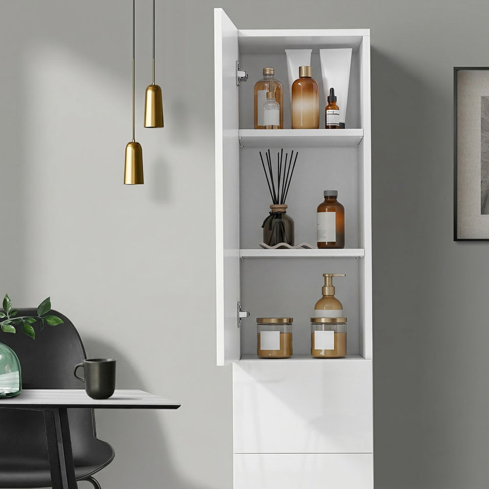 Tall Bathroom Cabinet Slim Toilet Storage White | HomeAndLiv