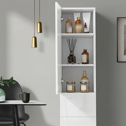 Tall Bathroom Cabinet Slim Toilet Storage White | HomeAndLiv