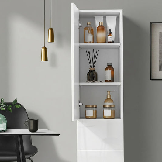 Tall Bathroom Cabinet Slim Toilet Storage White | HomeAndLiv