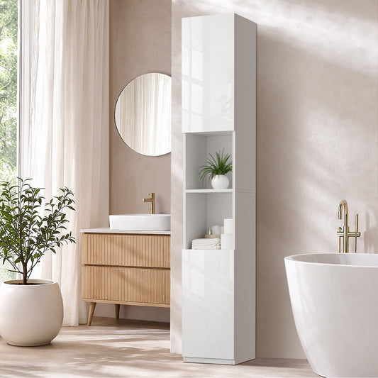 Bathroom Cabinet Storage High Gloss Cupboard Toilet White