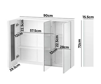 Bathroom Mirror Cabinet Vanity Medicine Wall Storage 900mm x 720mm