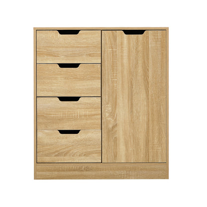 Storage Cabinet Buffet 4 Drawer Freestanding Cupboard Natural