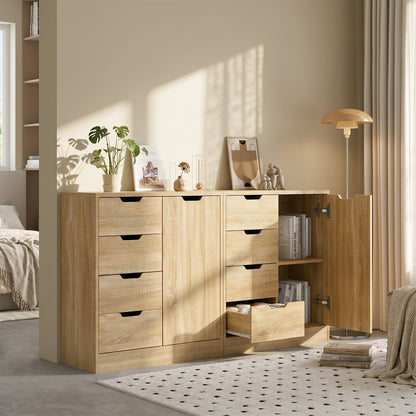 Storage Cabinet Buffet 4 Drawer Freestanding Cupboard Natural