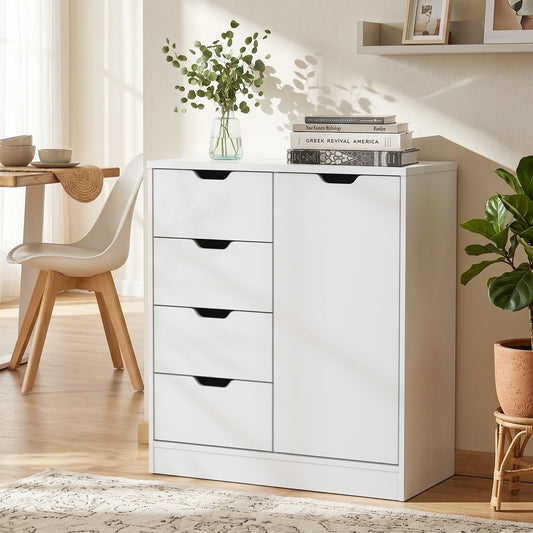 Storage Cabinet Buffet 4 Drawer Freestanding Cupboard White