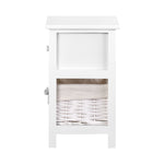 Bedside Table 1 Drawer With Basket Rustic White X2
