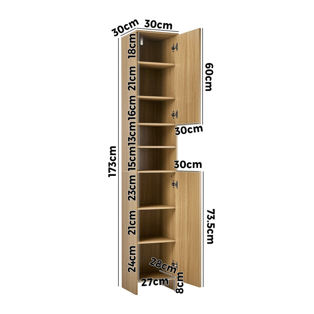 Bathroom Cabinet Storage Laundry Floor Cupboard Natural Wood Finish