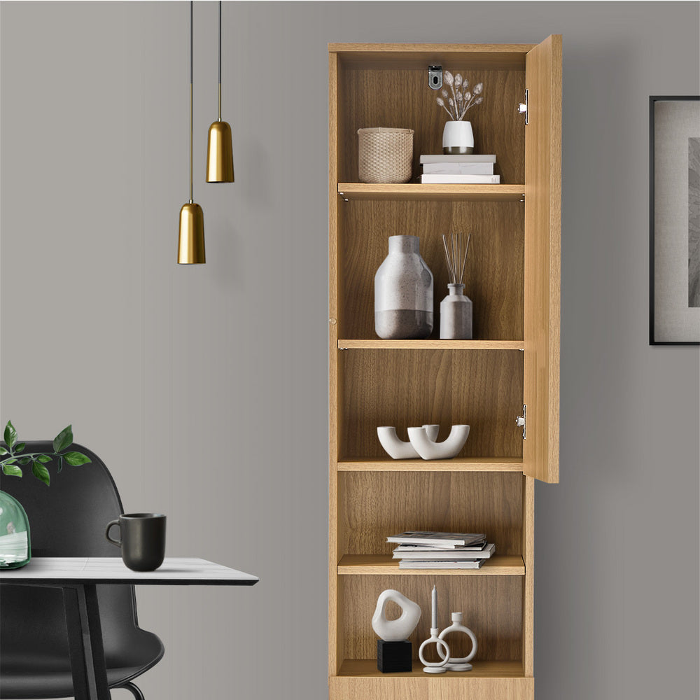 Bathroom Cabinet Storage Laundry Floor Cupboard Natural Wood Finish