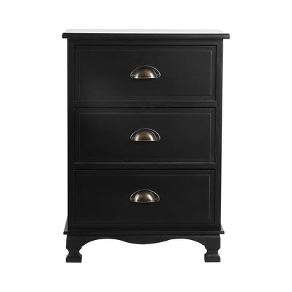 Bedside Table 3 Drawers Vintage - Thyme Black