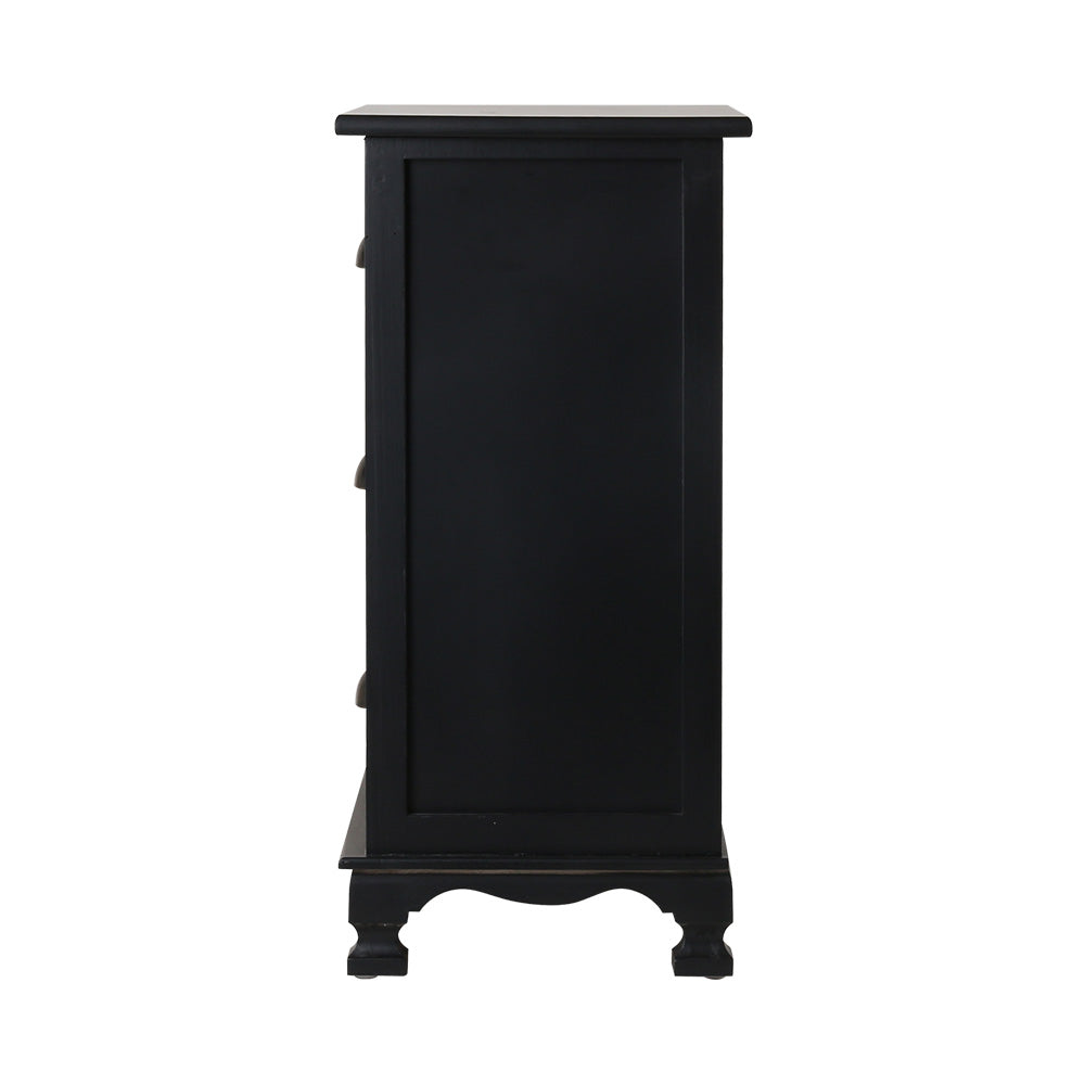 Bedside Table 3 Drawers Vintage - Thyme Black