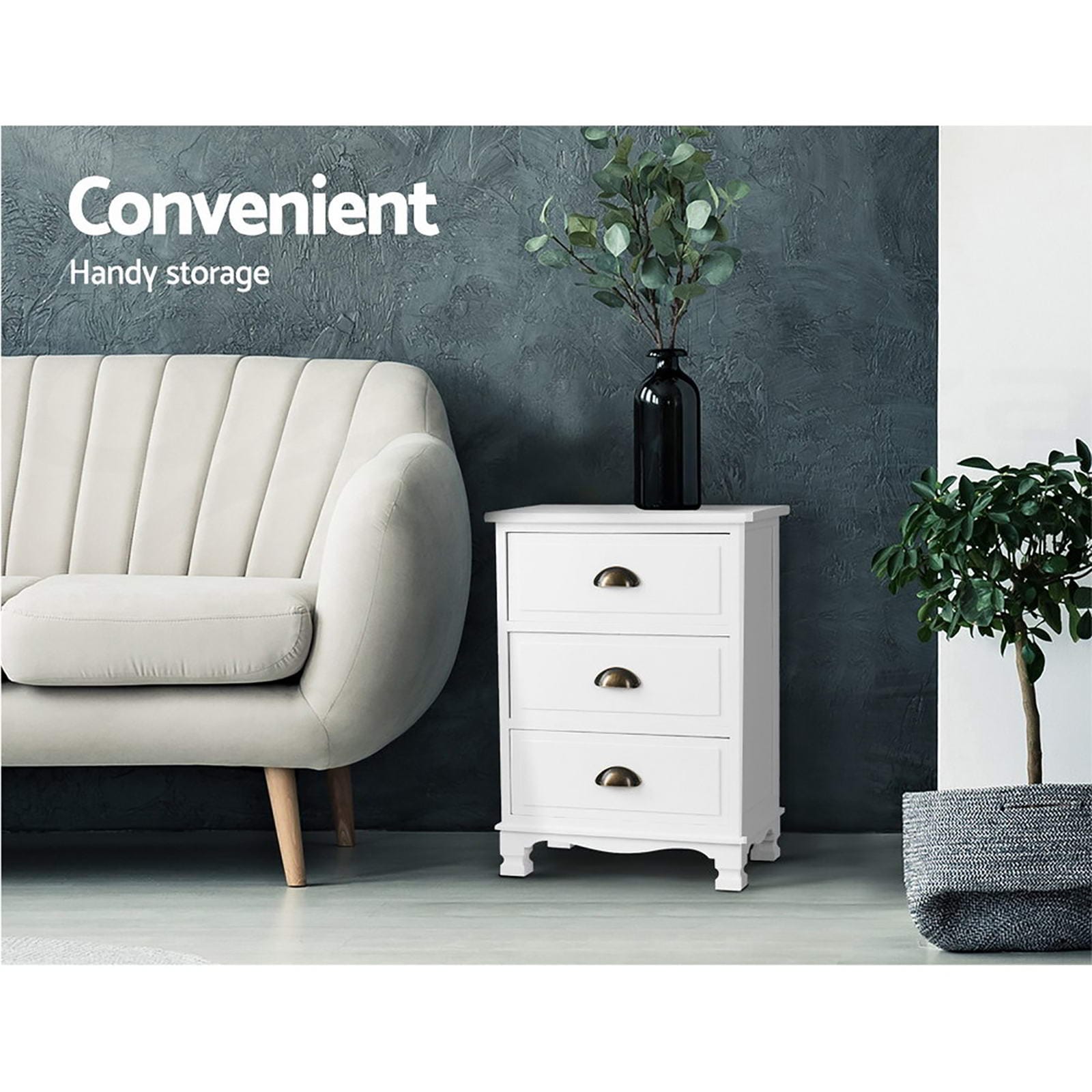 White bedside table 45x30x62.5cm, detail